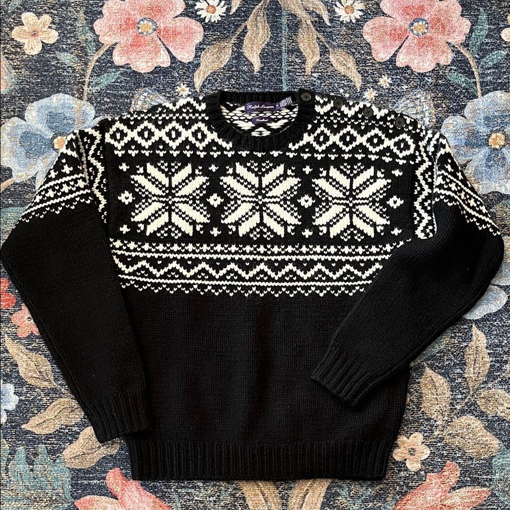 Ralph Lauren Purple Label 100% Cashmere Fair Isle Sweater